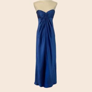 Laundry by Shelli Segal Sapphire Blue Gathered Strapless Silk Maxi Dress Size 2